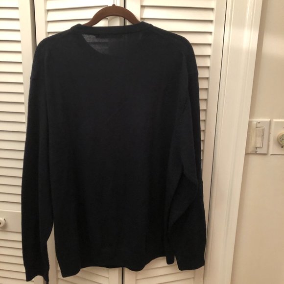 Stile Di Vita Italian Merino crew neck men navy sweater, XXL - Picture 3 of 9